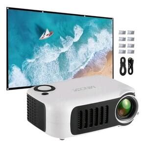 Minolta MN693 Mini LCD Portable 1080p HD Projector + 80" Screen Bundle HDTV HDMI